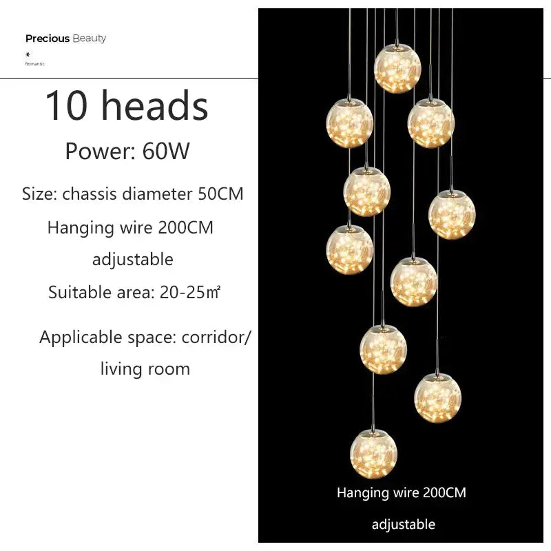 Modern spiral crystal ball chandelier dining room free shipping