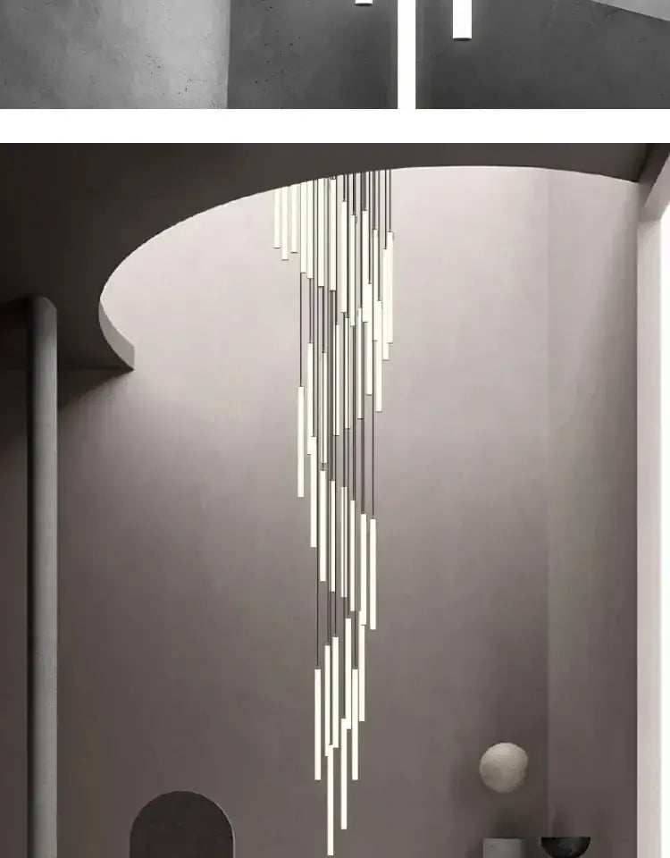 Modern black spiral led ceiling chandelier dining room light