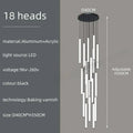 Modern black 18 rod led ceiling chandelier for living room