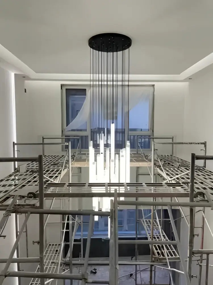 Modern black 18 rod led ceiling chandelier for living room