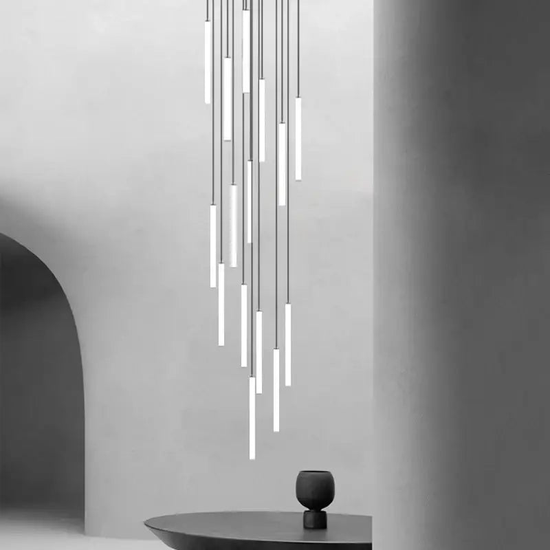 Modern black 18 rod led ceiling chandelier for living room