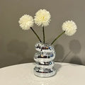 Silver mosaic plastic spiral flower vase living room decor