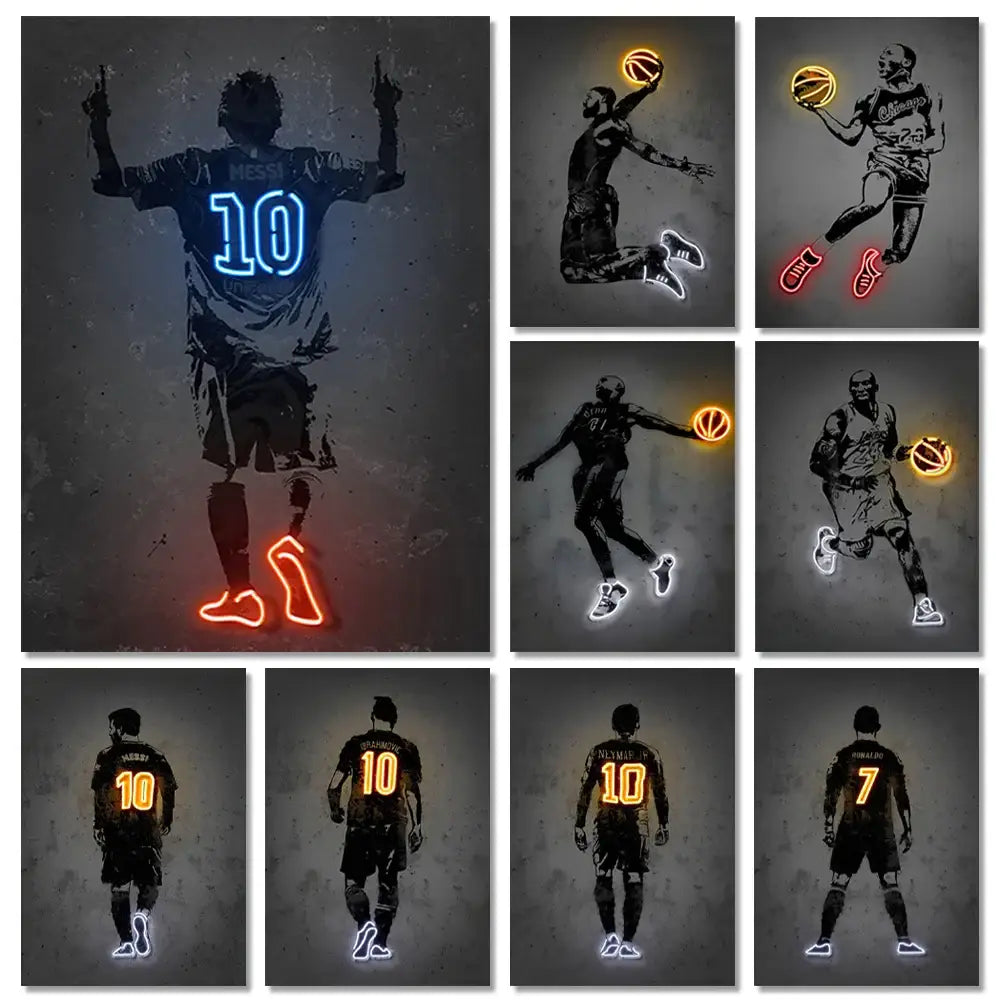 Zlatan ibrahimovic orange and blue sports stars neon wall art bedroom