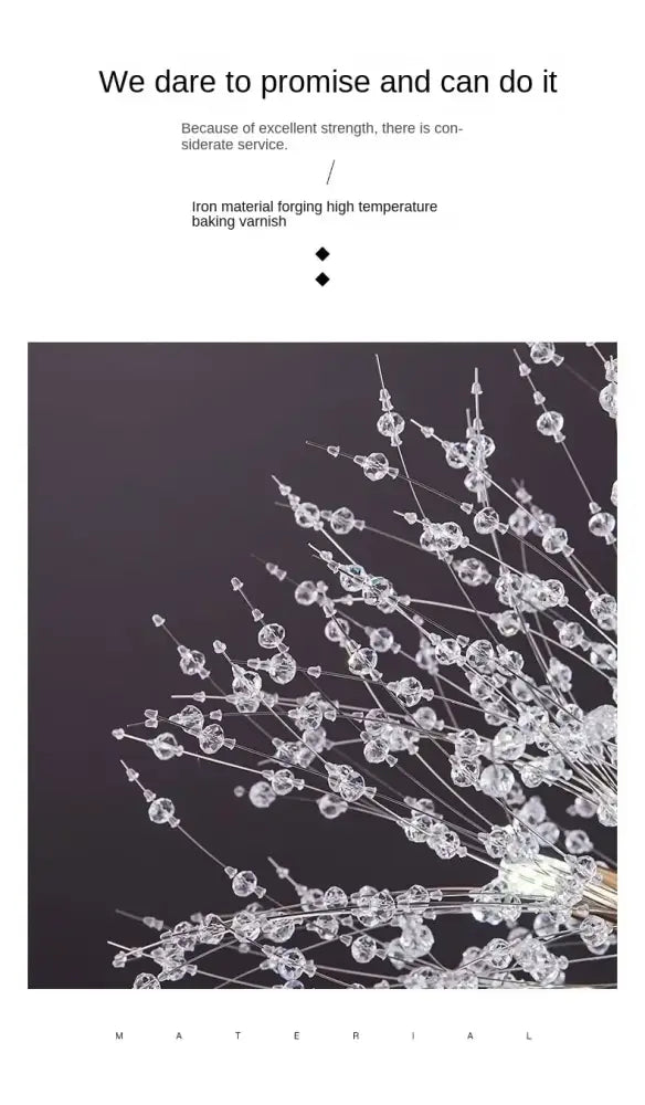 Modern golden dandelion crystal pendant light for dining room