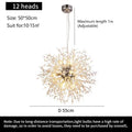 Modern golden dandelion crystal pendant light for dining room