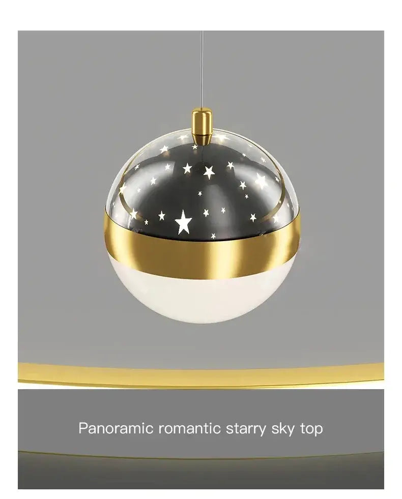 Modern black & gold starry sky led chandelier living room ring light