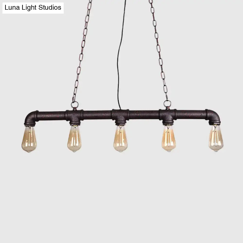 Industrial steampunk black island pendant light dining room e26