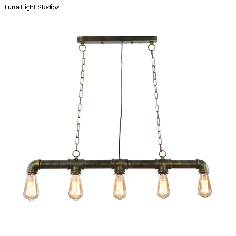 Industrial steampunk black island pendant light dining room e26
