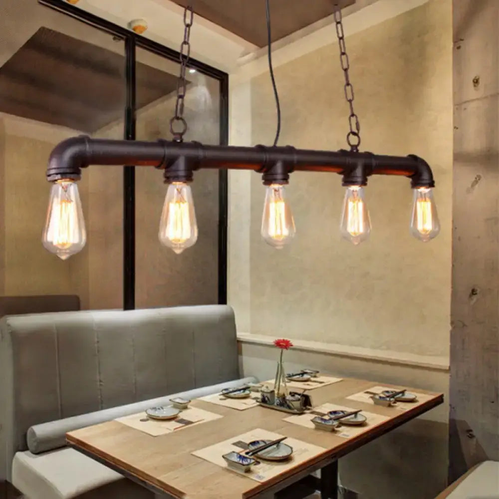 Industrial steampunk black island pendant light dining room e26