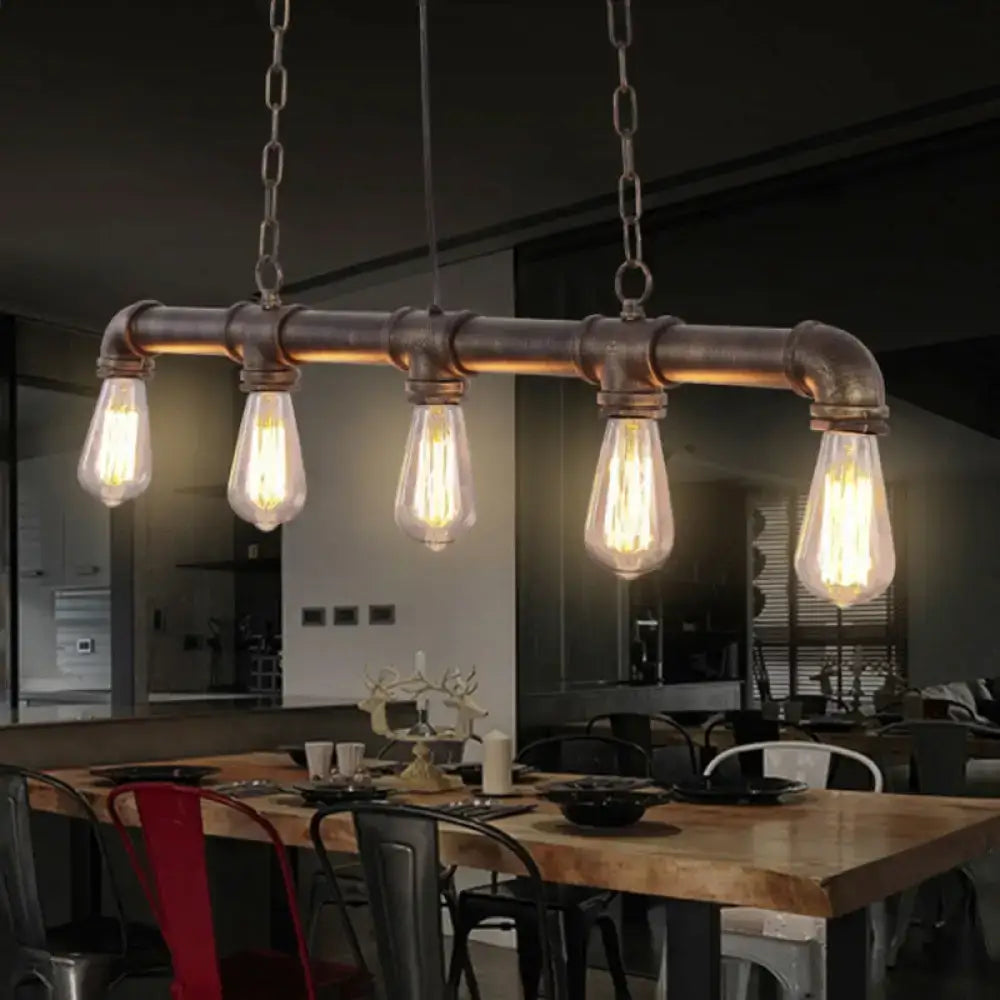 Industrial steampunk black island pendant light dining room e26