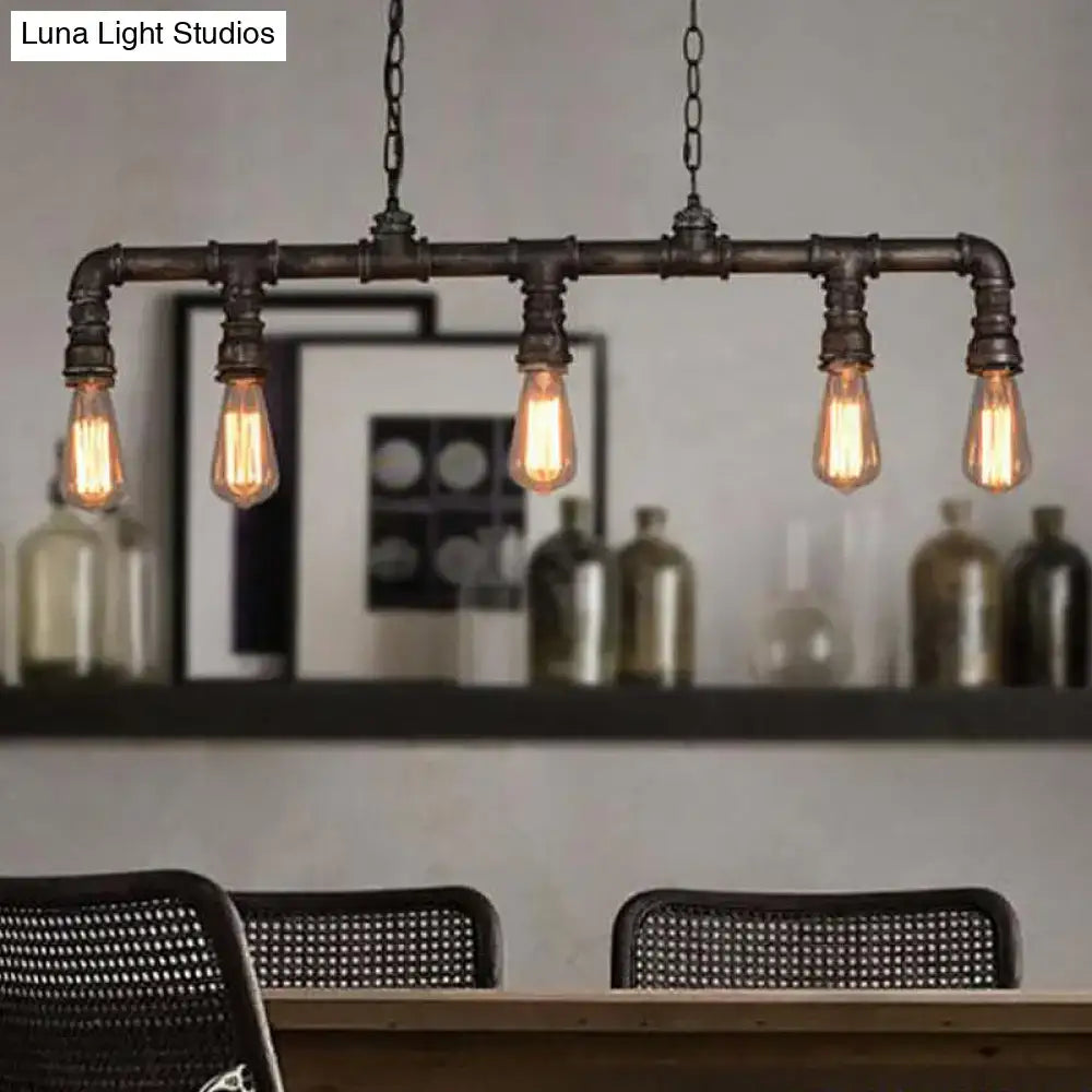 Industrial steampunk metal water pipe pendant light dining room