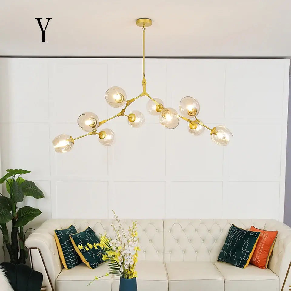 Modern green glass chandelier lighting dining room swirl pendant