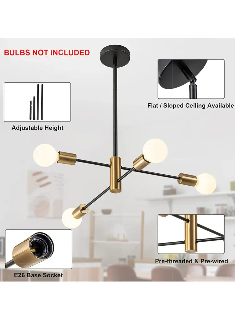 Modern black & brass stylish hanging chandelier dining room light