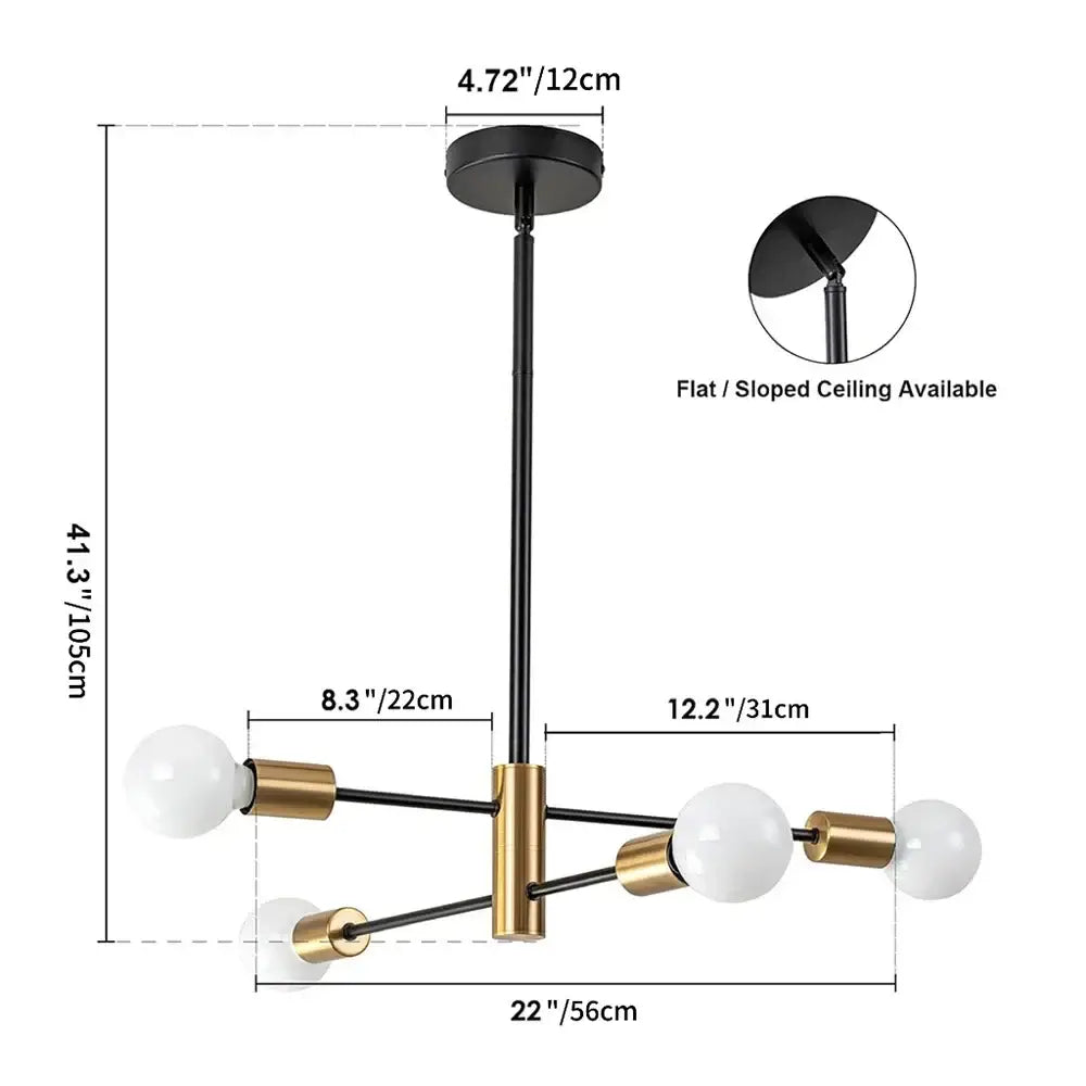 Modern black & brass stylish hanging chandelier dining room light