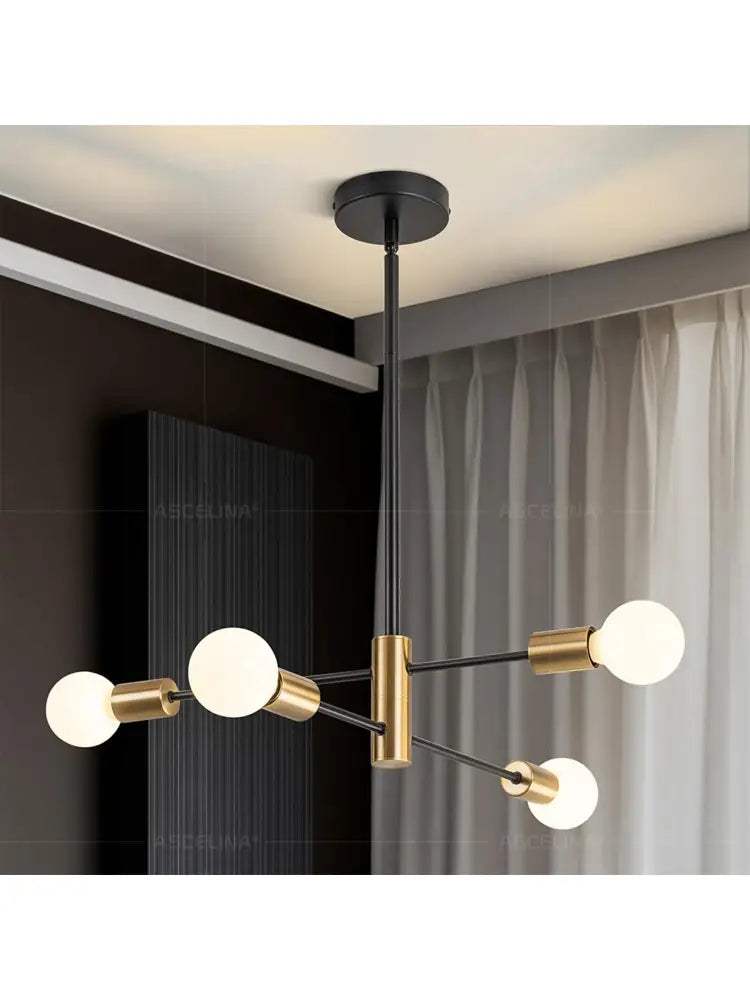Modern black & brass stylish hanging chandelier dining room light