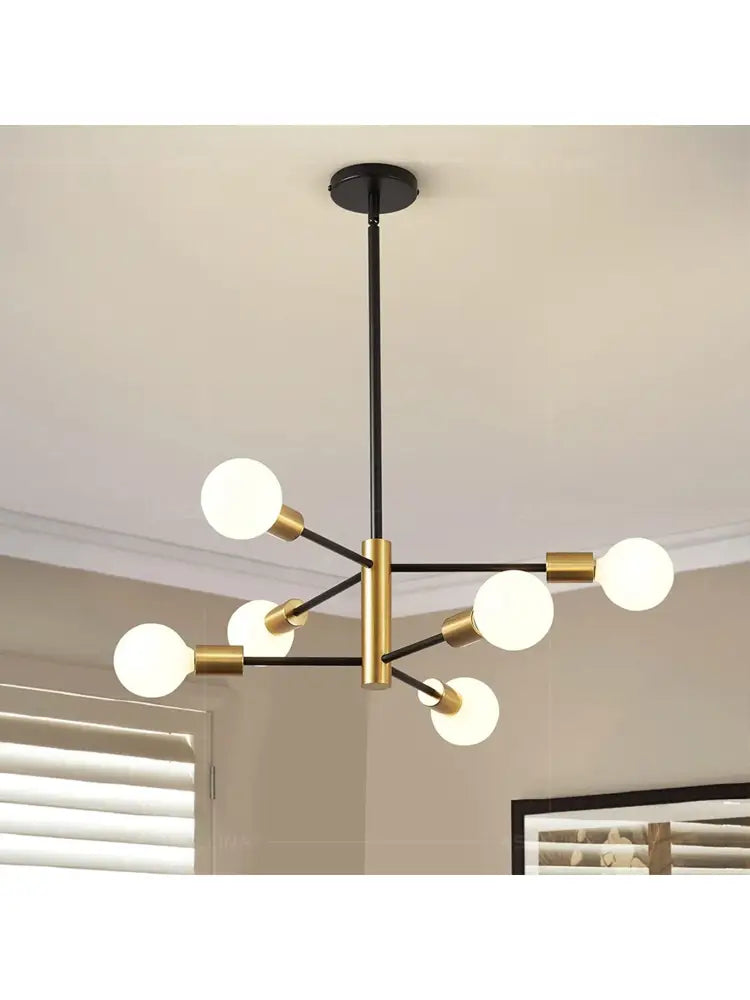 Modern black & brass stylish hanging chandelier dining room light