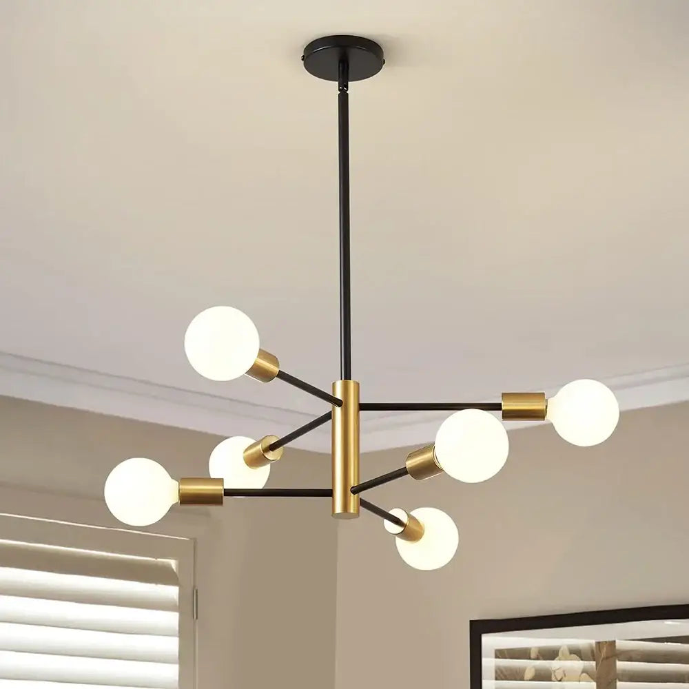 Modern black & brass stylish hanging chandelier dining room light