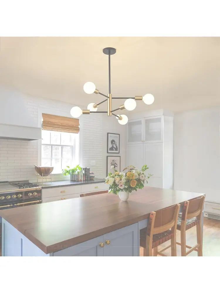 Modern black & brass stylish hanging chandelier dining room light