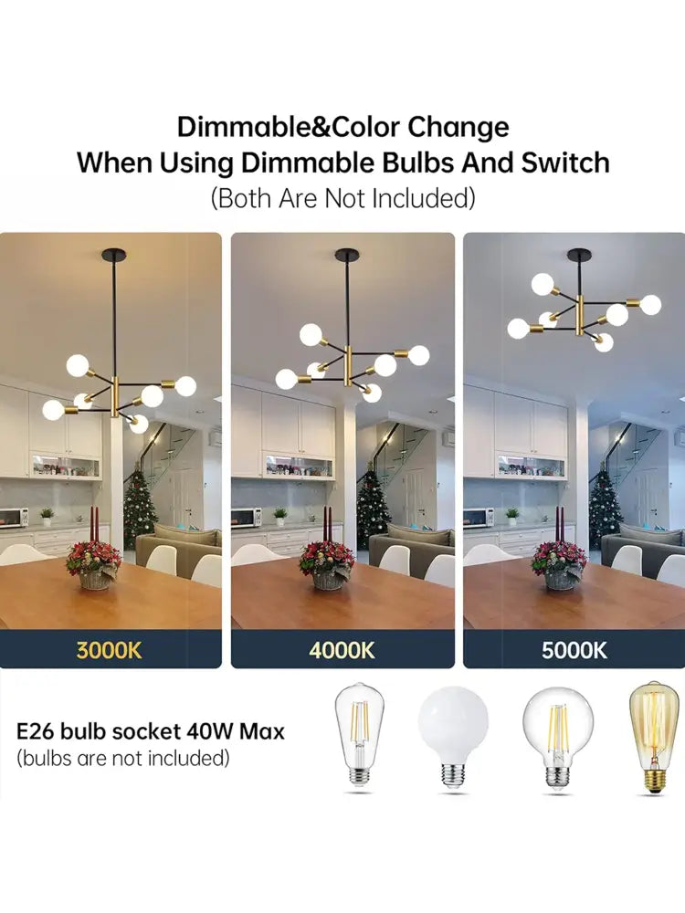 Modern black & brass stylish hanging chandelier dining room light