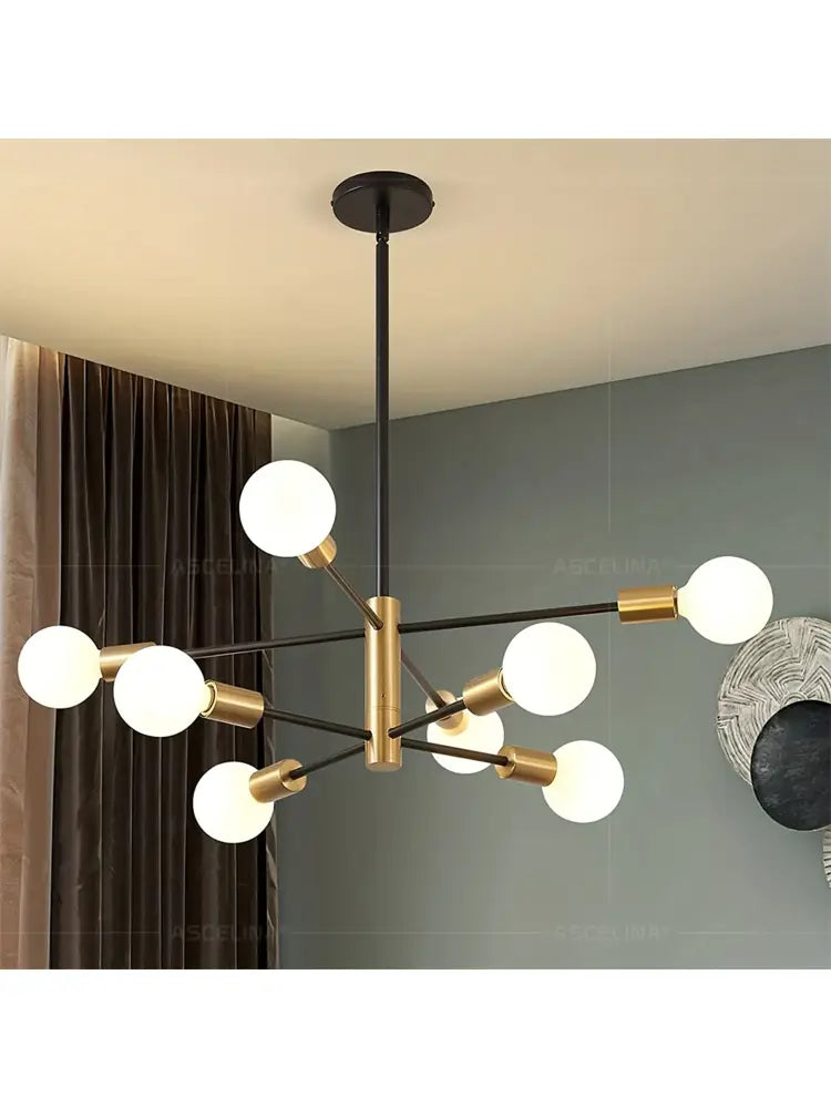 Modern black & brass stylish hanging chandelier dining room light