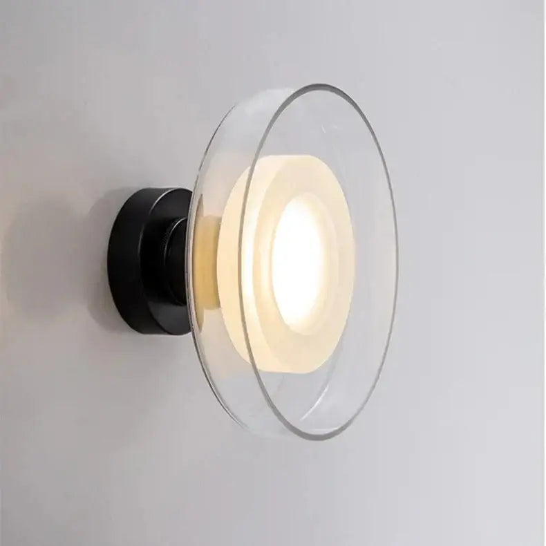 Modern circular gray glass led wall lamp bedroom sconces
