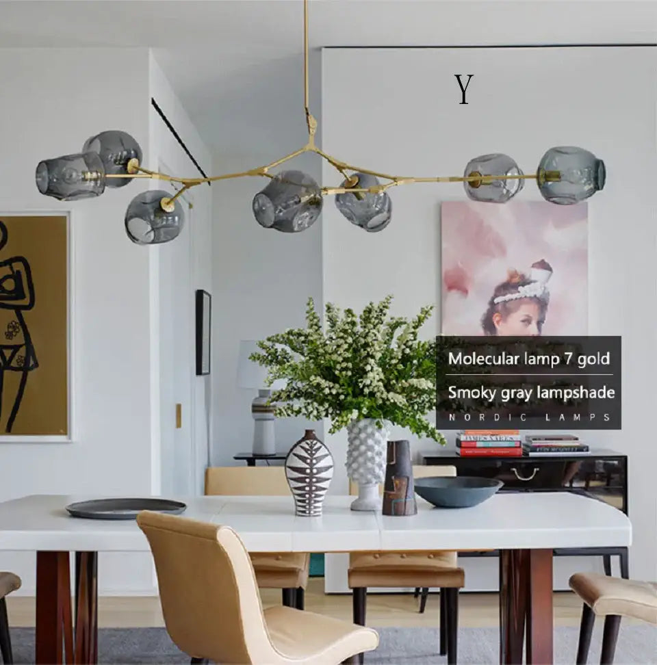 Stylish nordic chandelier with clear glass for dining living room