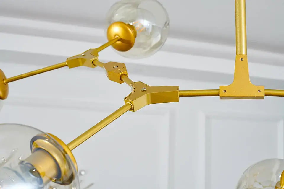 Stylish nordic amber glass chandelier for living room and dining