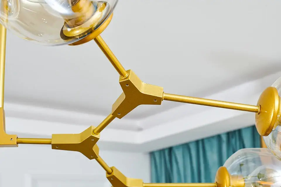Stylish nordic amber glass chandelier for living room and dining