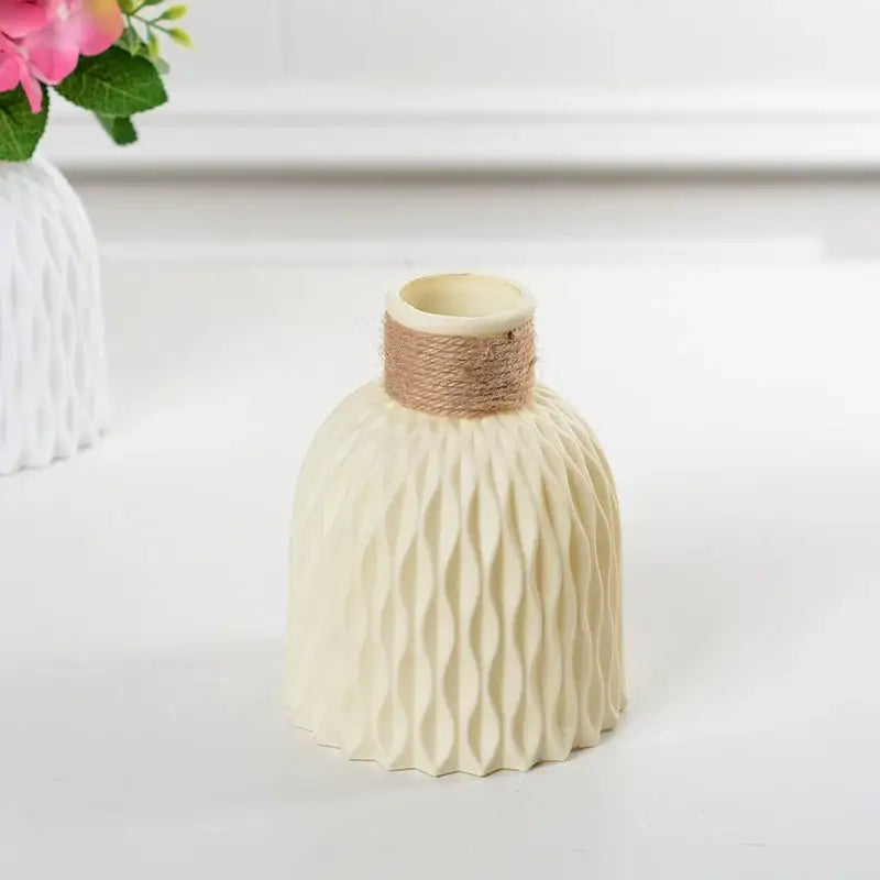Modern ribbed pastel flower vase living room ceramic decor