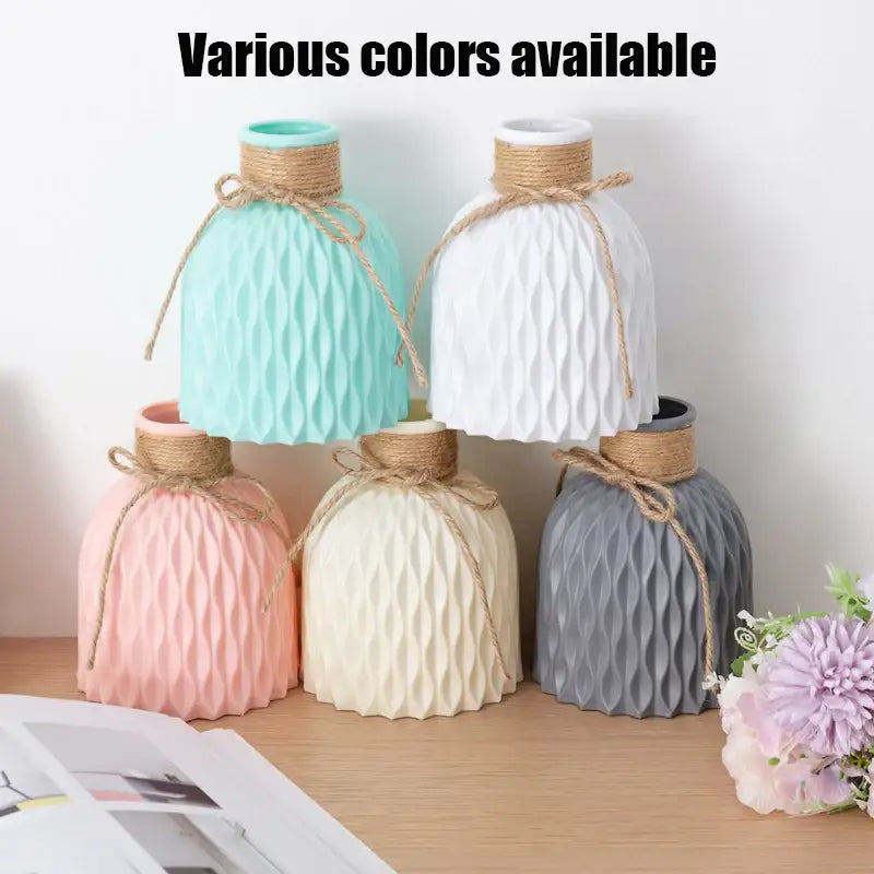Modern ribbed pastel flower vase living room ceramic decor
