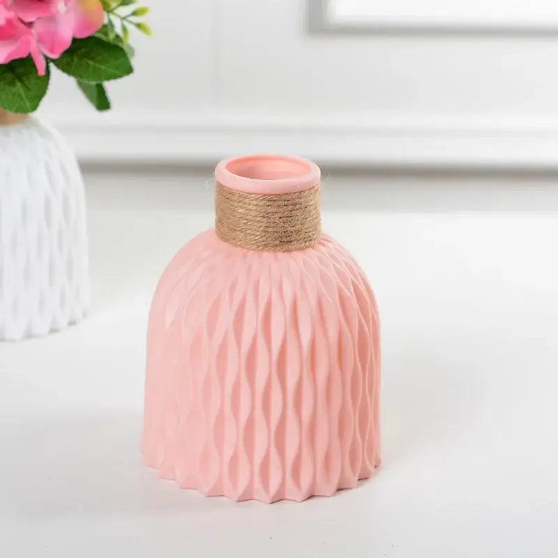 Modern ribbed pastel flower vase living room ceramic decor