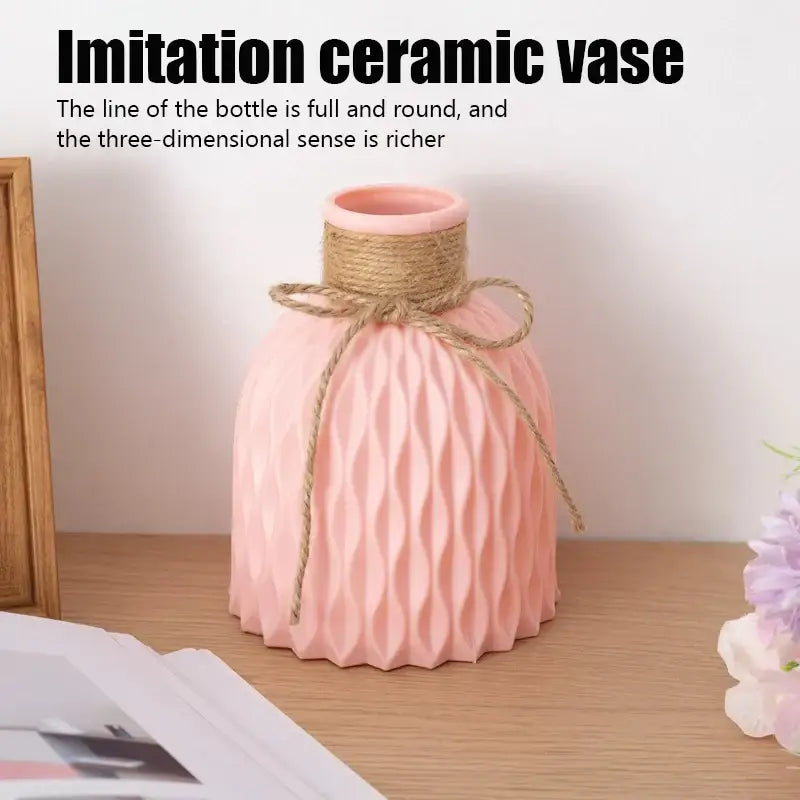 Modern ribbed pastel flower vase living room ceramic decor