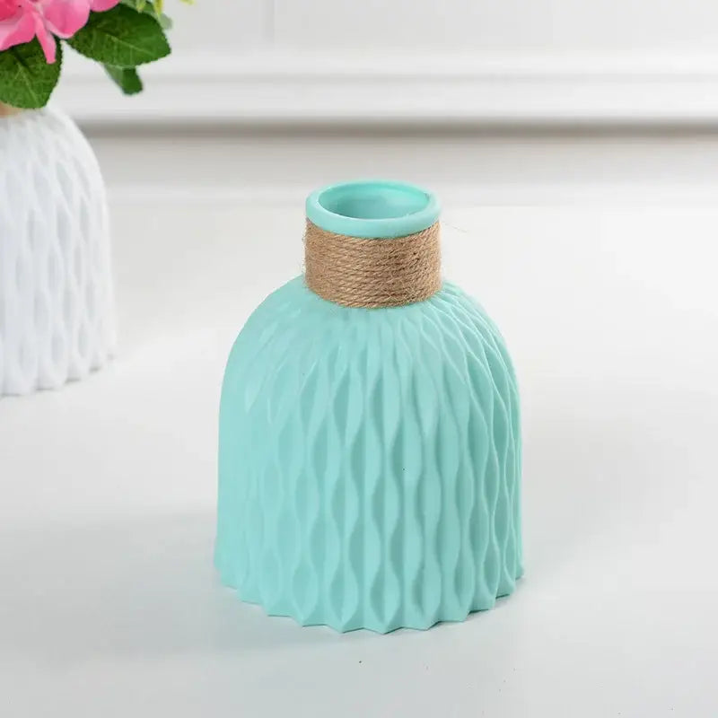 Modern ribbed pastel flower vase living room ceramic decor