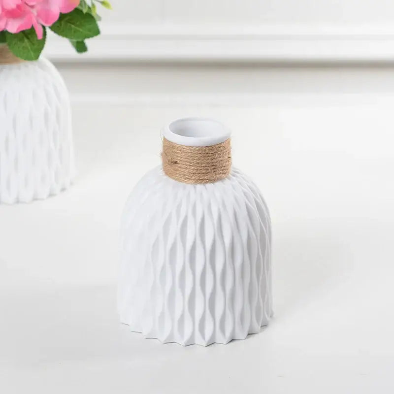 Modern ribbed pastel flower vase living room ceramic decor