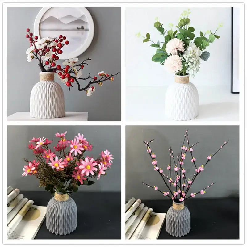 Modern ribbed pastel flower vase living room ceramic decor