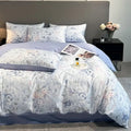 Pastel floral satin silk duvet cover set bedroom bedding