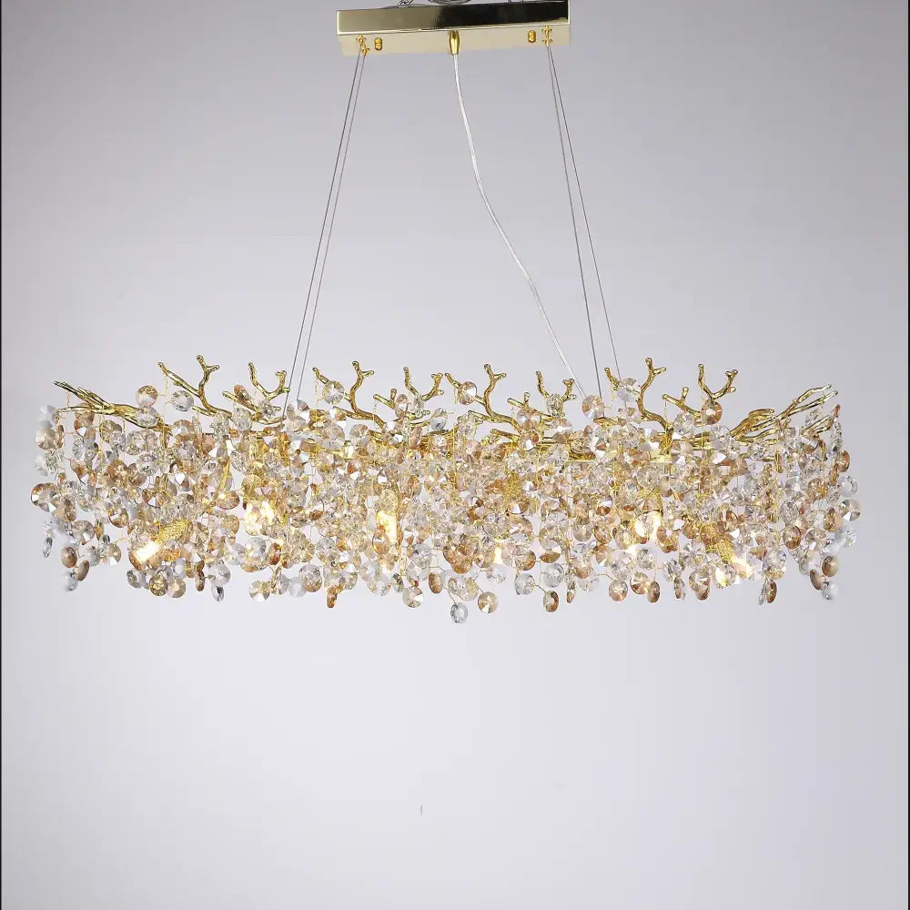 Golden sunflower crystal chandelier dining room branching light