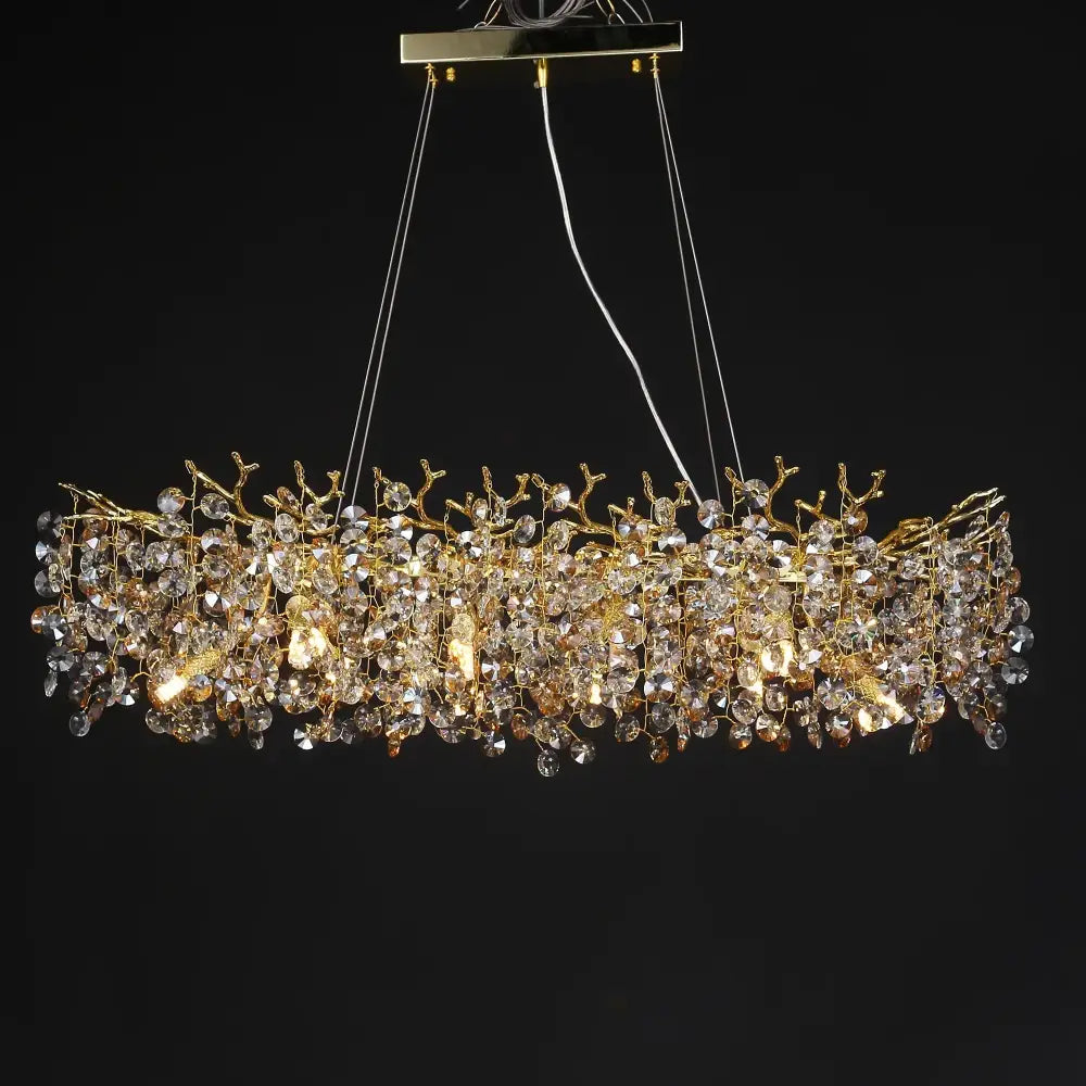 Golden sunflower crystal chandelier dining room branching light