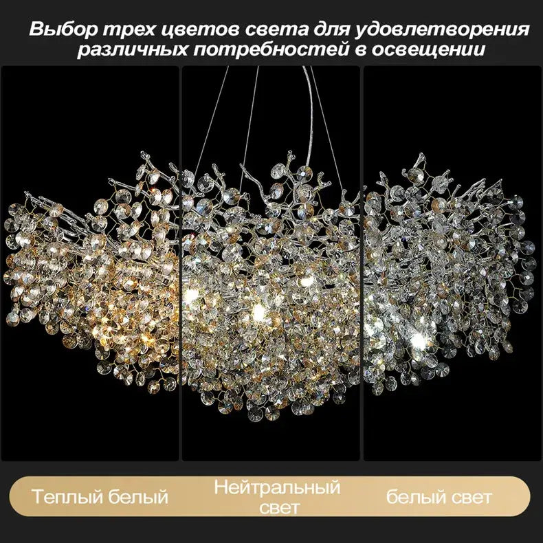 Golden sunflower crystal chandelier dining room branching light