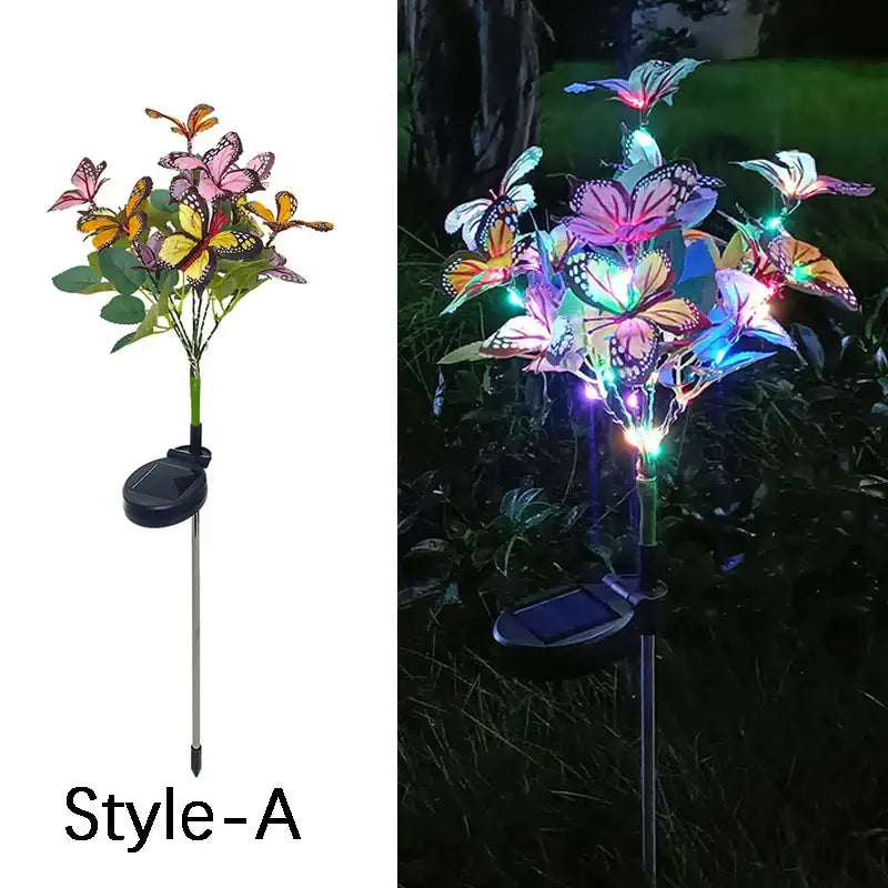 Pink & yellow sunflower solar garden lights garden decor