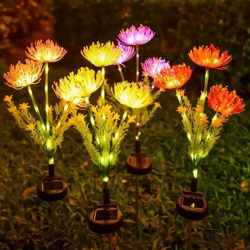 Pink & yellow sunflower solar garden lights garden decor
