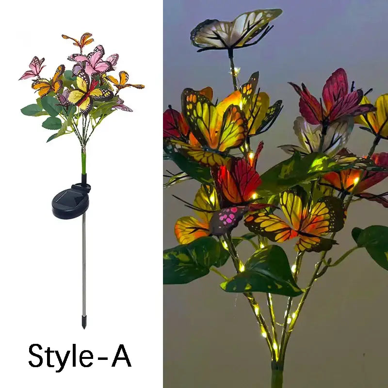 Pink & yellow sunflower solar garden lights garden decor