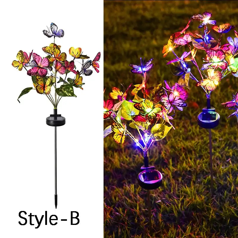 Pink & yellow sunflower solar garden lights garden decor