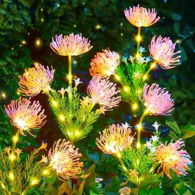 Pink & yellow sunflower solar garden lights garden decor