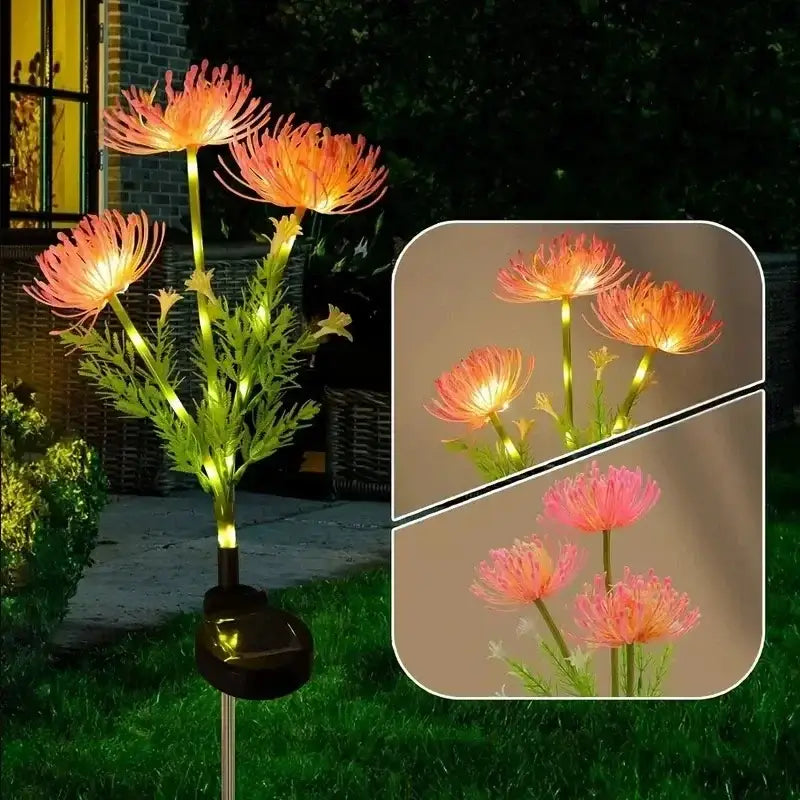 Pink & yellow sunflower solar garden lights garden decor