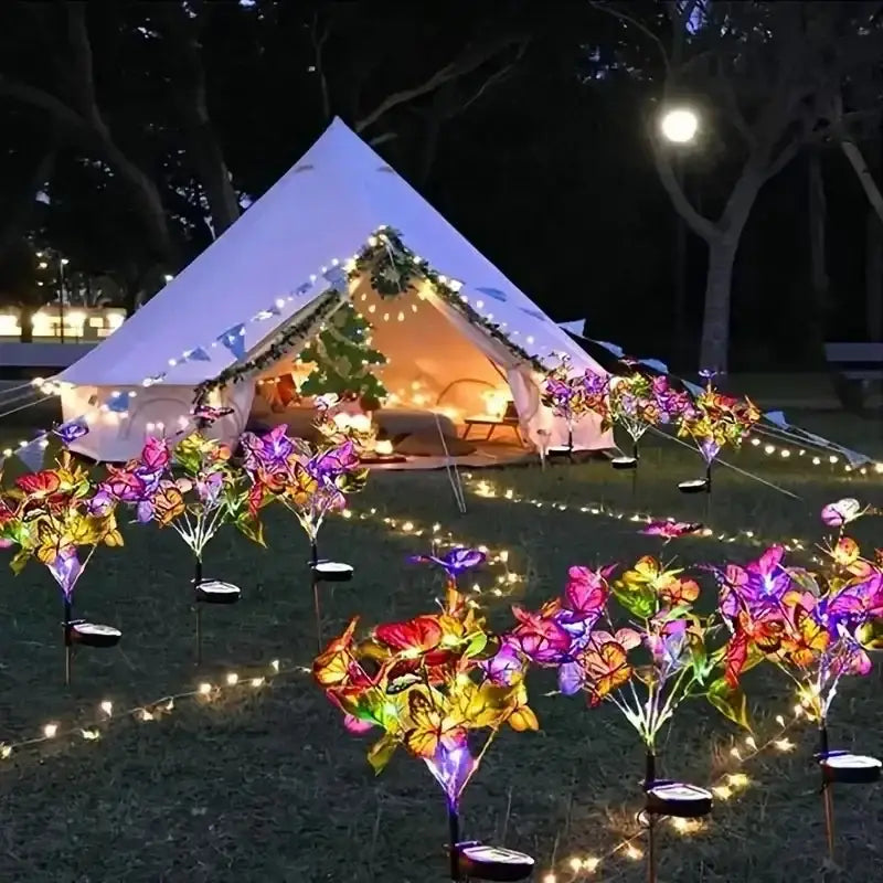 Pink & yellow sunflower solar garden lights garden decor