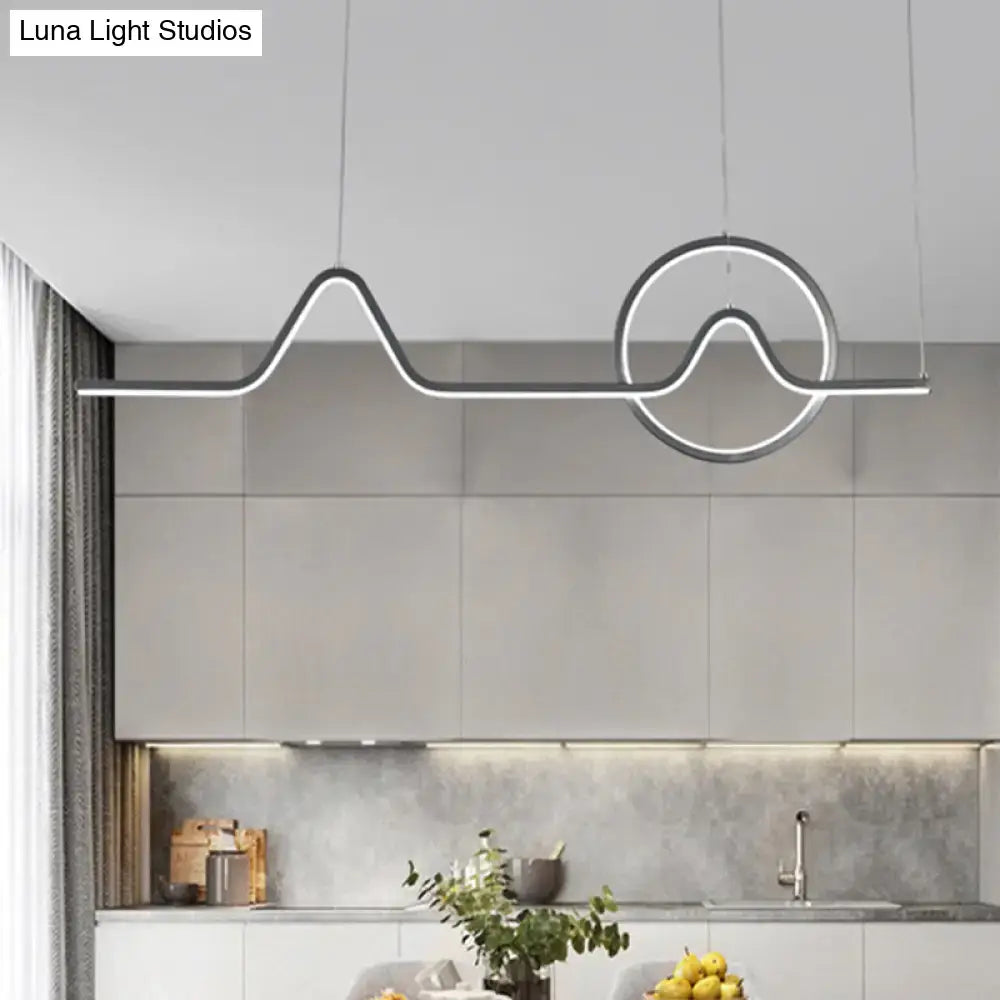 Minimalist black metal scenery pendant light for dining room warm white third gear