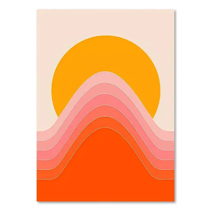 Retro sunset stripes art prints living room wall decor