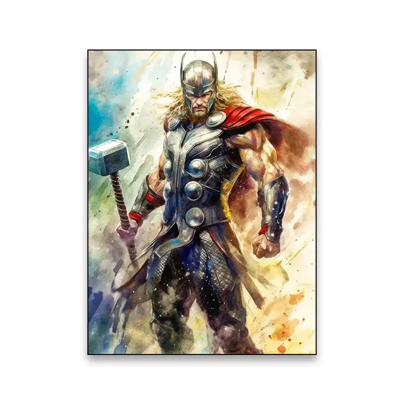 Watercolor marvel superhero canvas wall art bedroom decor