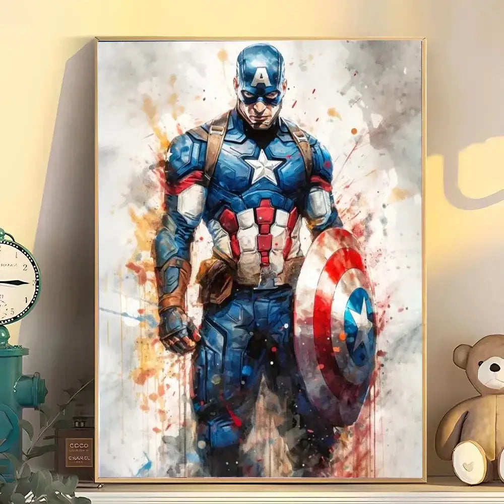 Watercolor marvel superhero canvas wall art bedroom decor